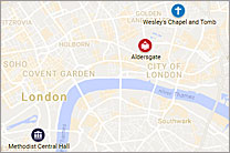 A map of historic sites on the Wesley Pilgrimage.