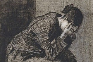 Mourning Woman Seated on a Basket by Vincent van Gogh [Public domain]