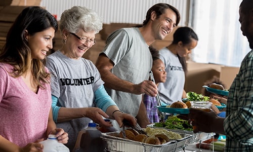 Volunteers working at local food bank.