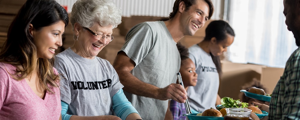 Volunteers working at local food bank.