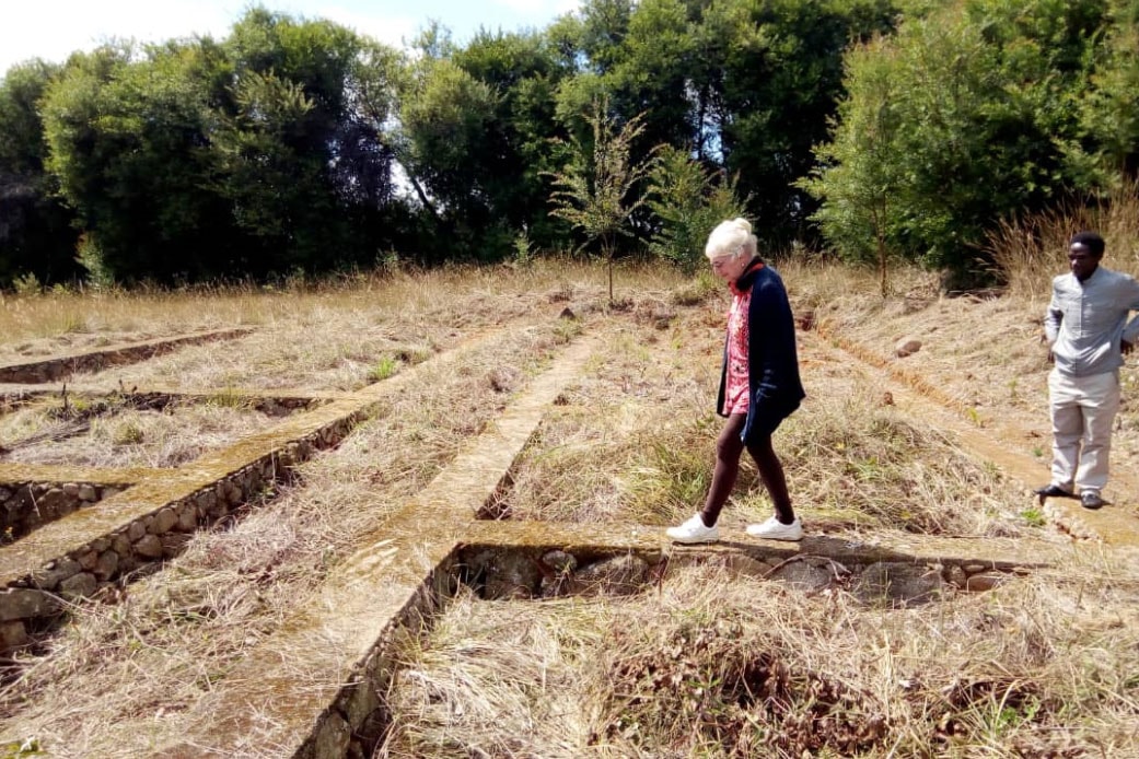 Kay Oursler (left) and a friend (right) surveys the land where Sawata will be built. Photo courtesy of Kay Oursler.