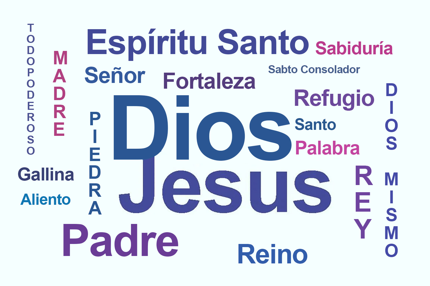 Los/as metodistas unidos/as alientan e invitan a los/as adoradores/as a usar toda la gama de imágenes de Dios presentes en las Escrituras y la tradición cristiana. Gráfico original de Laurens Glass. Versión en español Rev. Gustavo Vasquez, Comunicaciones Metodistas Unidas.