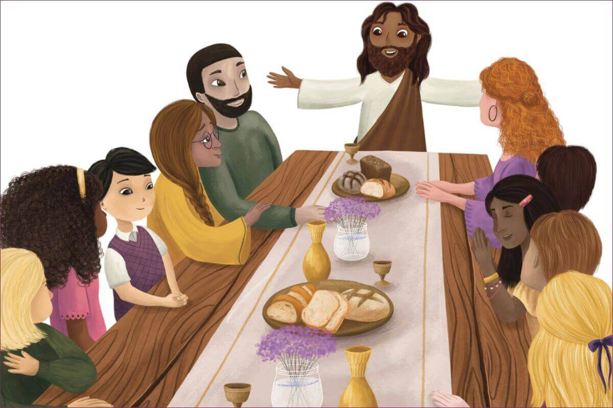 An illustration from Gathered at the Table: Celebrating Communion, by Glenys Nellist