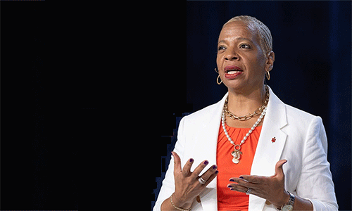 Bishop Tracy S. Malone addresses the 2024 United Methodist General Conference in Charlotte, N.C. The Council of Bishops is calling for a five-day leadership gathering in April or May 2026. The bishops plan to hold the gathering instead of the special session of General Conference that they previously announced. Photo by Mike DuBose, UM News.