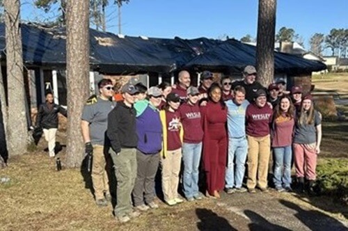 Students from the Virginia Tech Wesley Foundation spent their spring break in Augusta, Georgia, working on debris cleanup and recovery work.