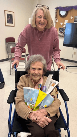 After the COVID-19 pandemic, Buchanan revived an older adult Sunday School class, now held on Thursday mornings, with transportation provided. Buchanan shares, “I love expanding their horizons.” Jo Leonard (bottom), a member of the class, passed away recently at age 98. Photo courtesy of Missy Buchanan.