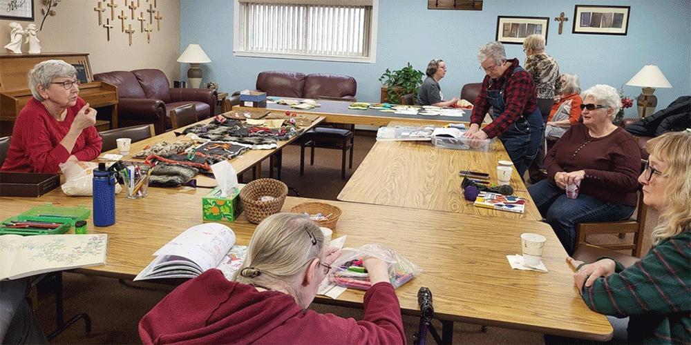 Coffee and Conversations participants gather to support each other at First UMC in Watertown, SD. Photos by Rev. Sara McManus. Courtesy photo.
