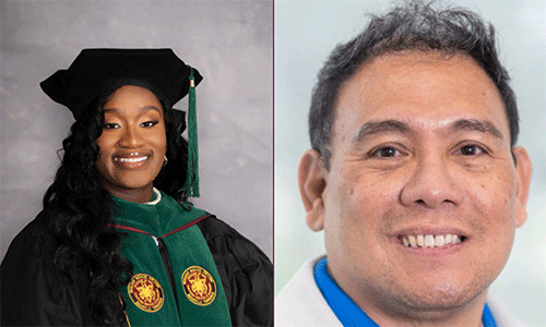 2025 graduate D’Asia Holloway, M.D. (left) and Professor Edilberto A. Raynes, Ph.D., M.D. (right)