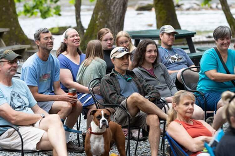 An outdoor worship service at River of Life ministries in North Carolina